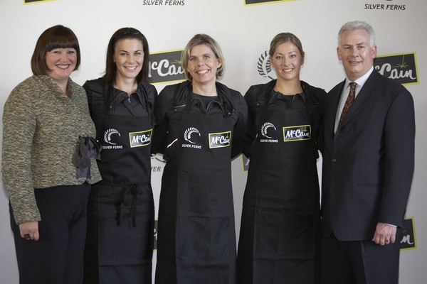 Raelene Castle Netball NZ C.E.O, Maree Bowden Silver Fern, Julie Seymour Silver Fern & Steve Yung McCain C.E.O